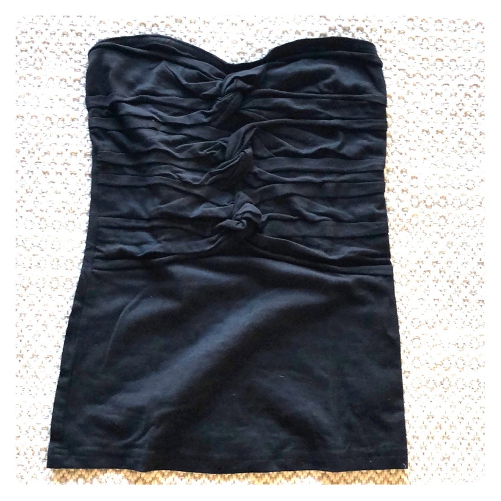 Free People Black strapless top with knotted detail